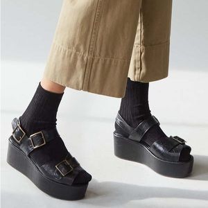 Caron Callahan Margaret Platform, Black Leather